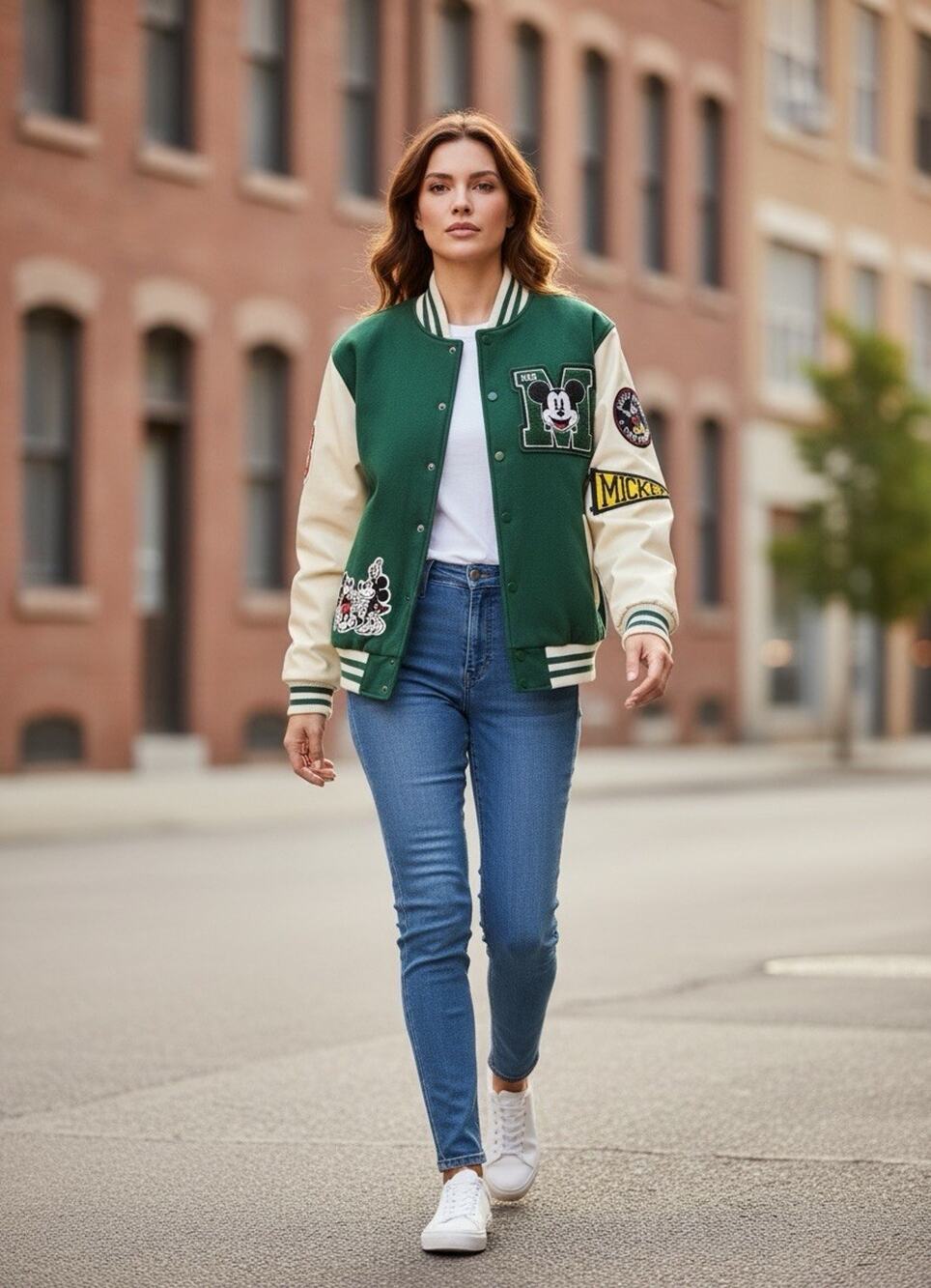 Disney Disneyland Mickey Minnie Mouse Varsity Letterman Jacket Men L Women M
